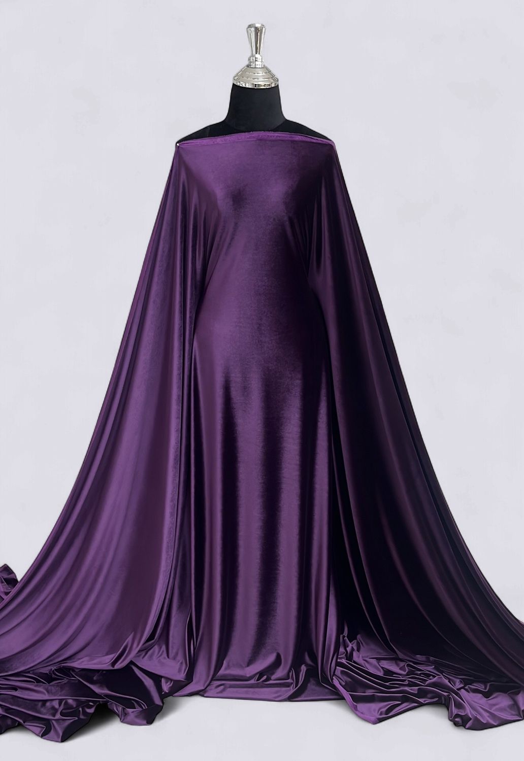 STRETCH VELVET Evening Gown-per m-150-04-PURPLE
