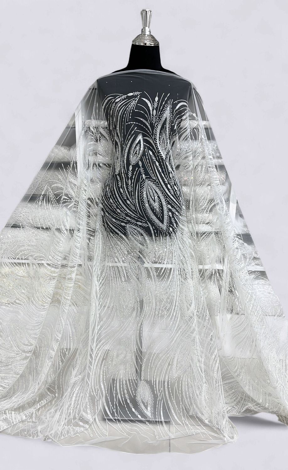 TULLE SUGAR Bridal Fabric-per m-150-02-SILK WHITE