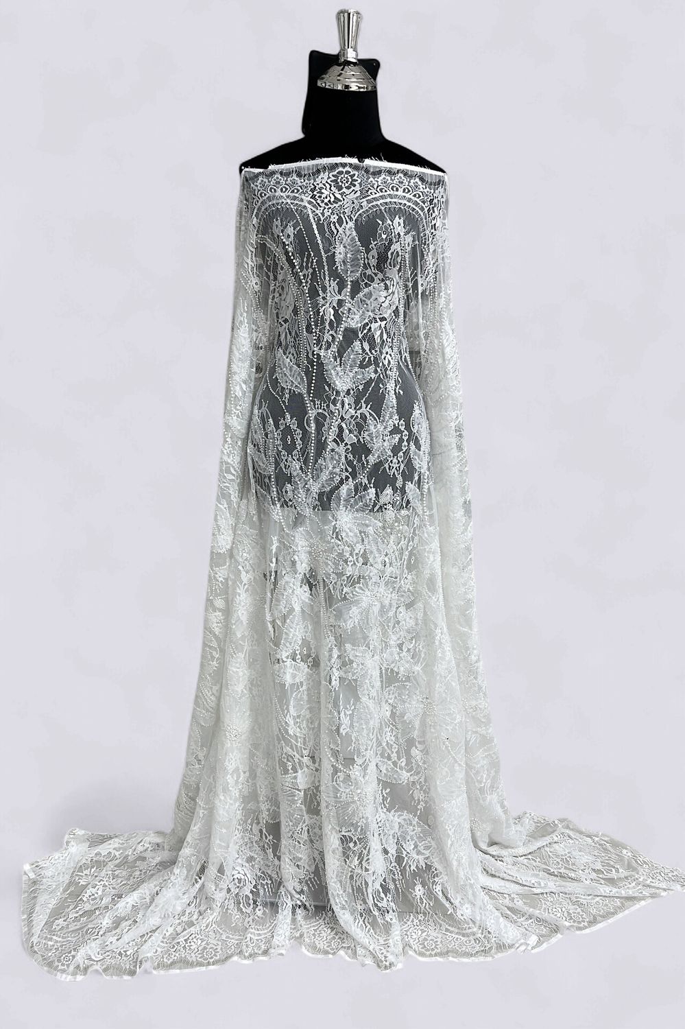 CHANTILLY LACE BEADED  Evening Gown-per m-150-02-IVORY