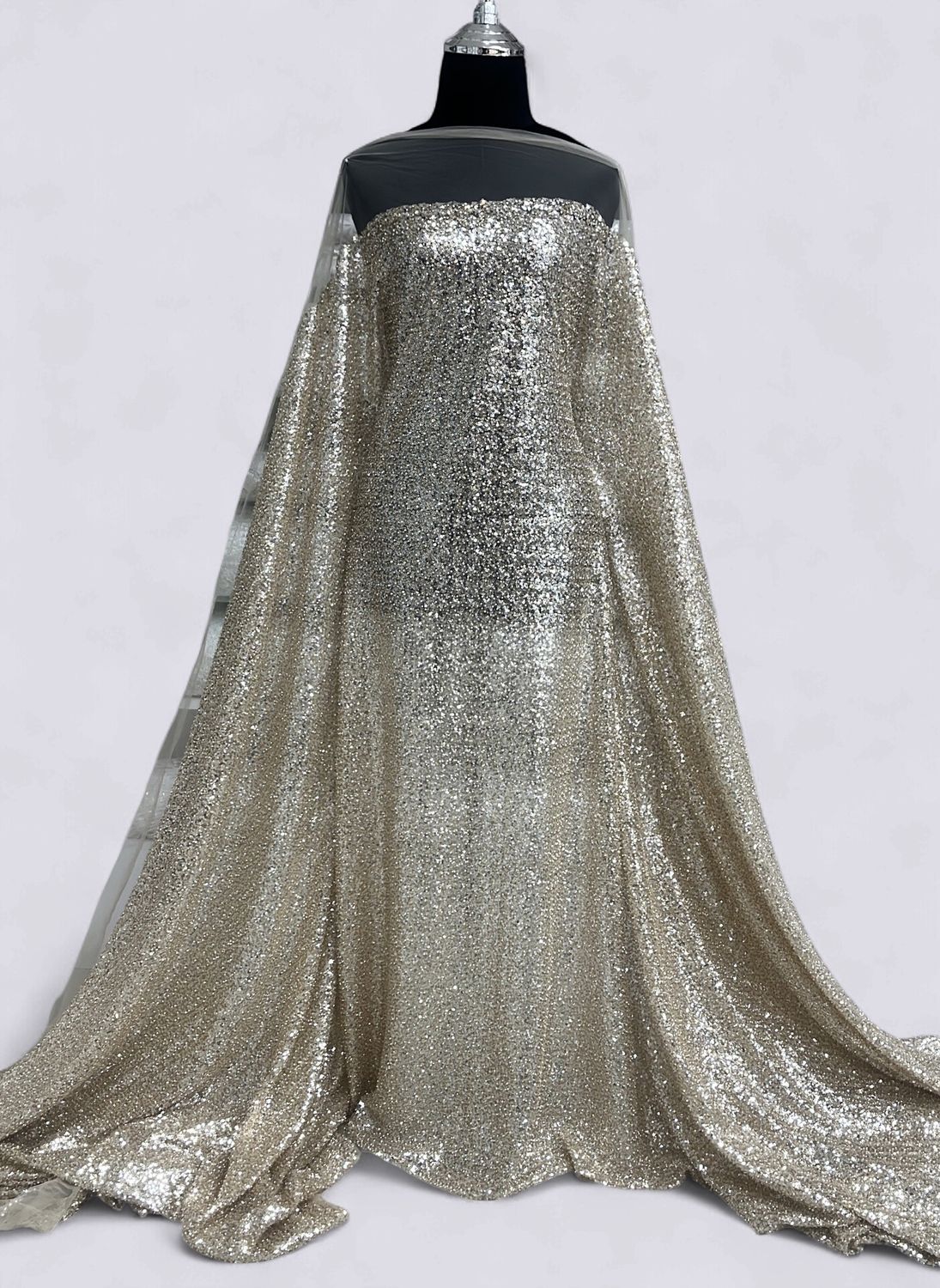 TULLE SEQUINS Evening Gown-per m-150-06-Gold