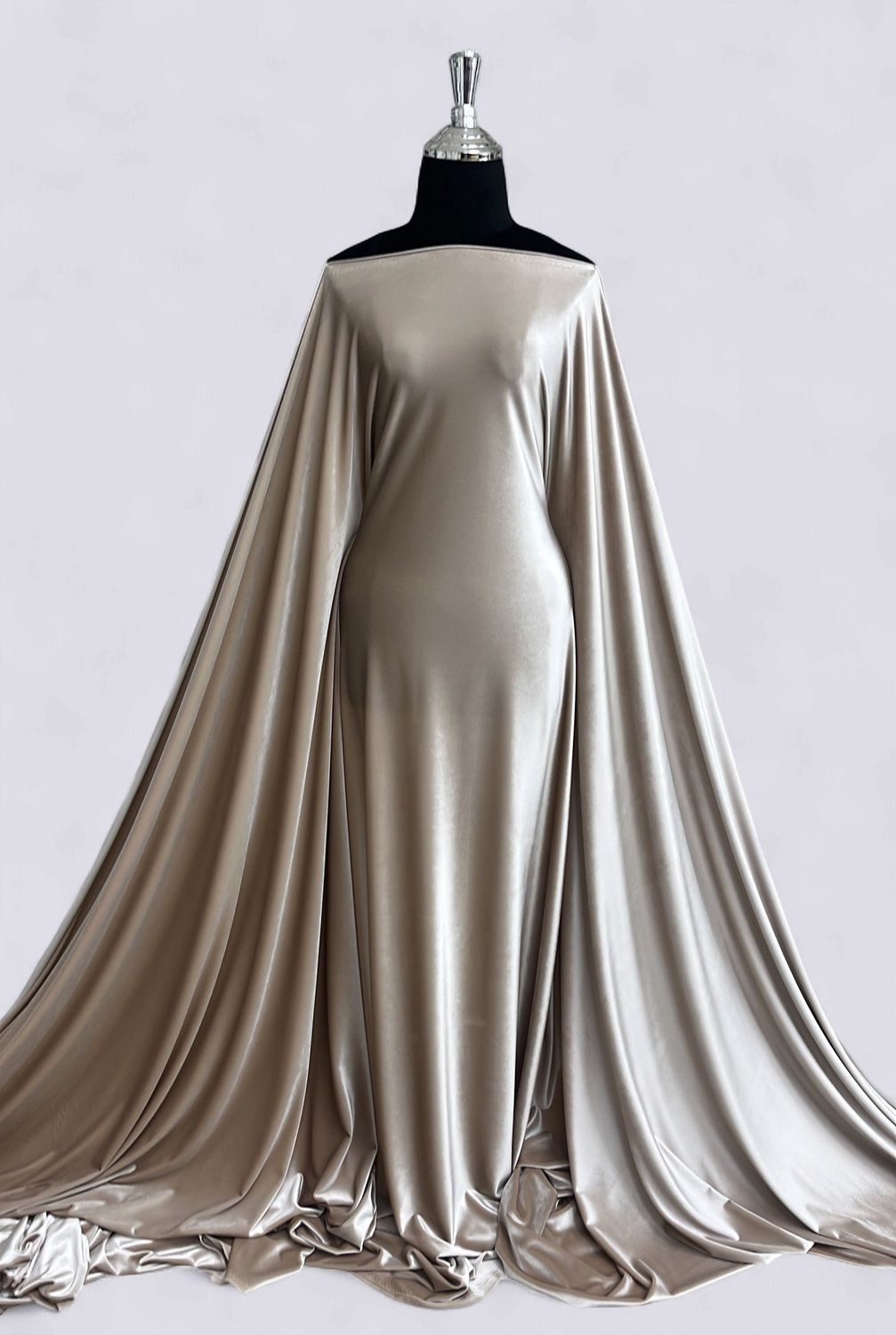 STRETCH VELVET Evening Gown-per m-150-25-PINK CHAMPAGNE