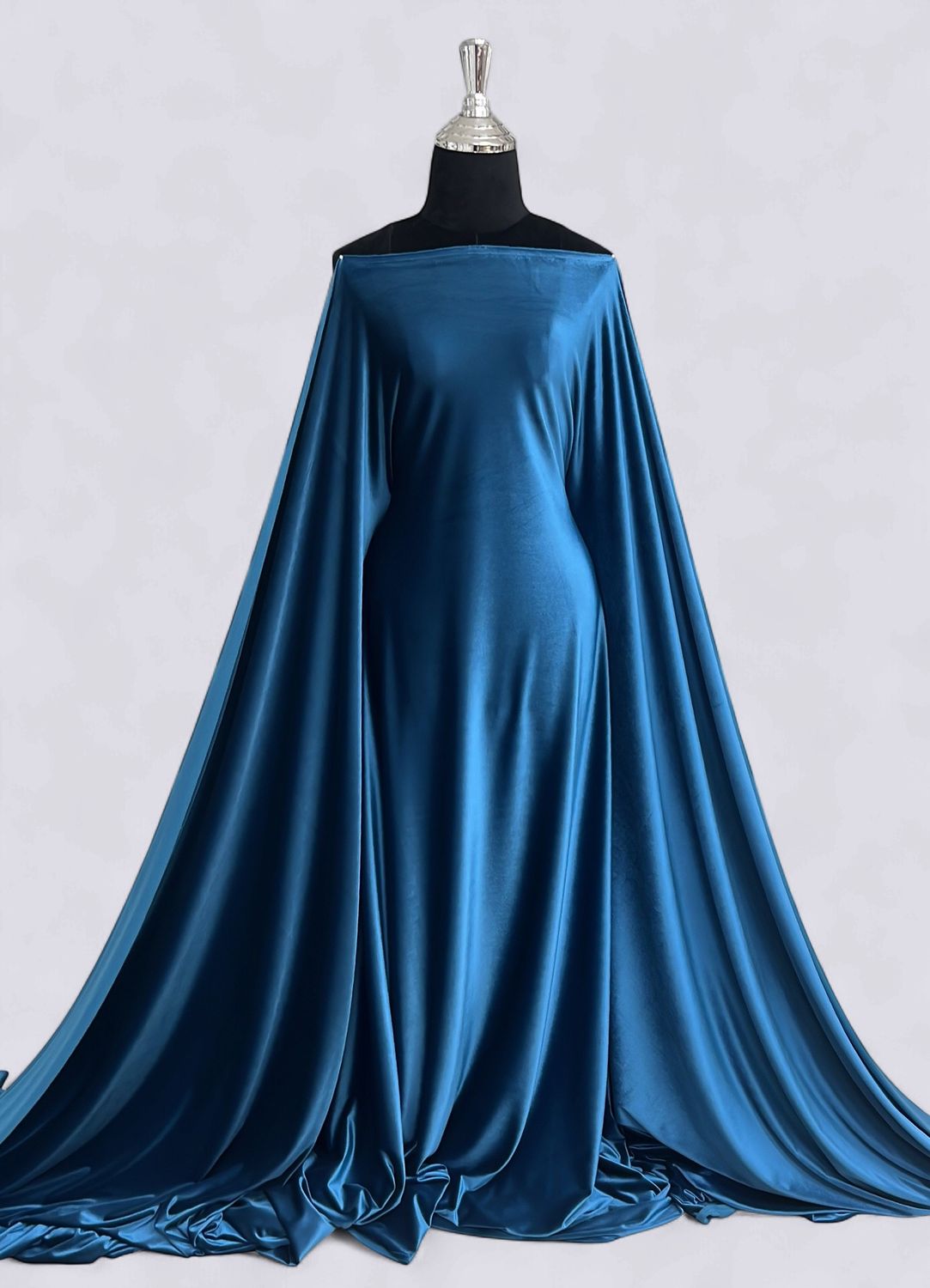 STRETCH VELVET Evening Gown-per m-150-10-TEAL