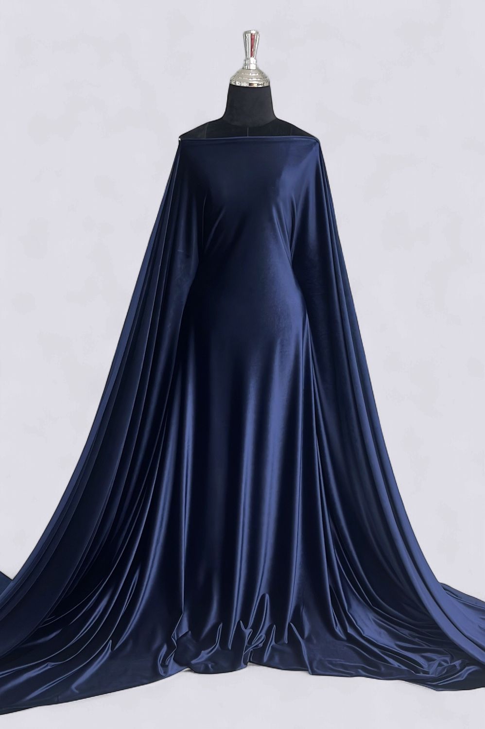 STRETCH VELVET Evening Gown-per m-150-02-NAVY