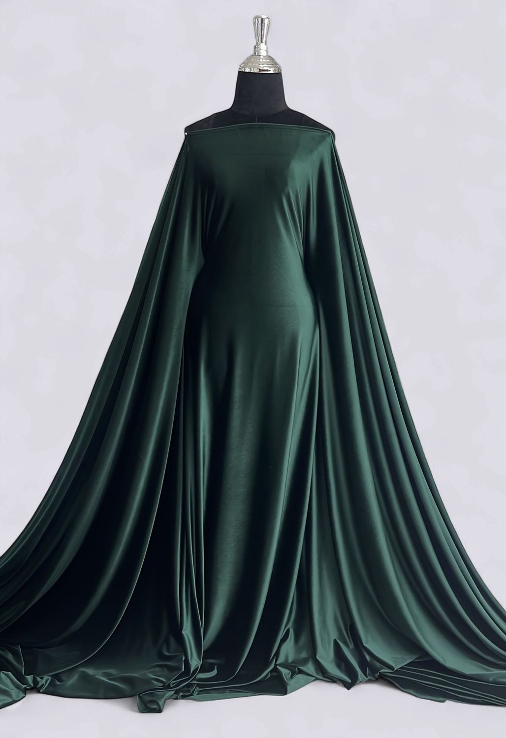 STRETCH VELVET Evening Gown-per m-150-08-BOTTLE GREEN