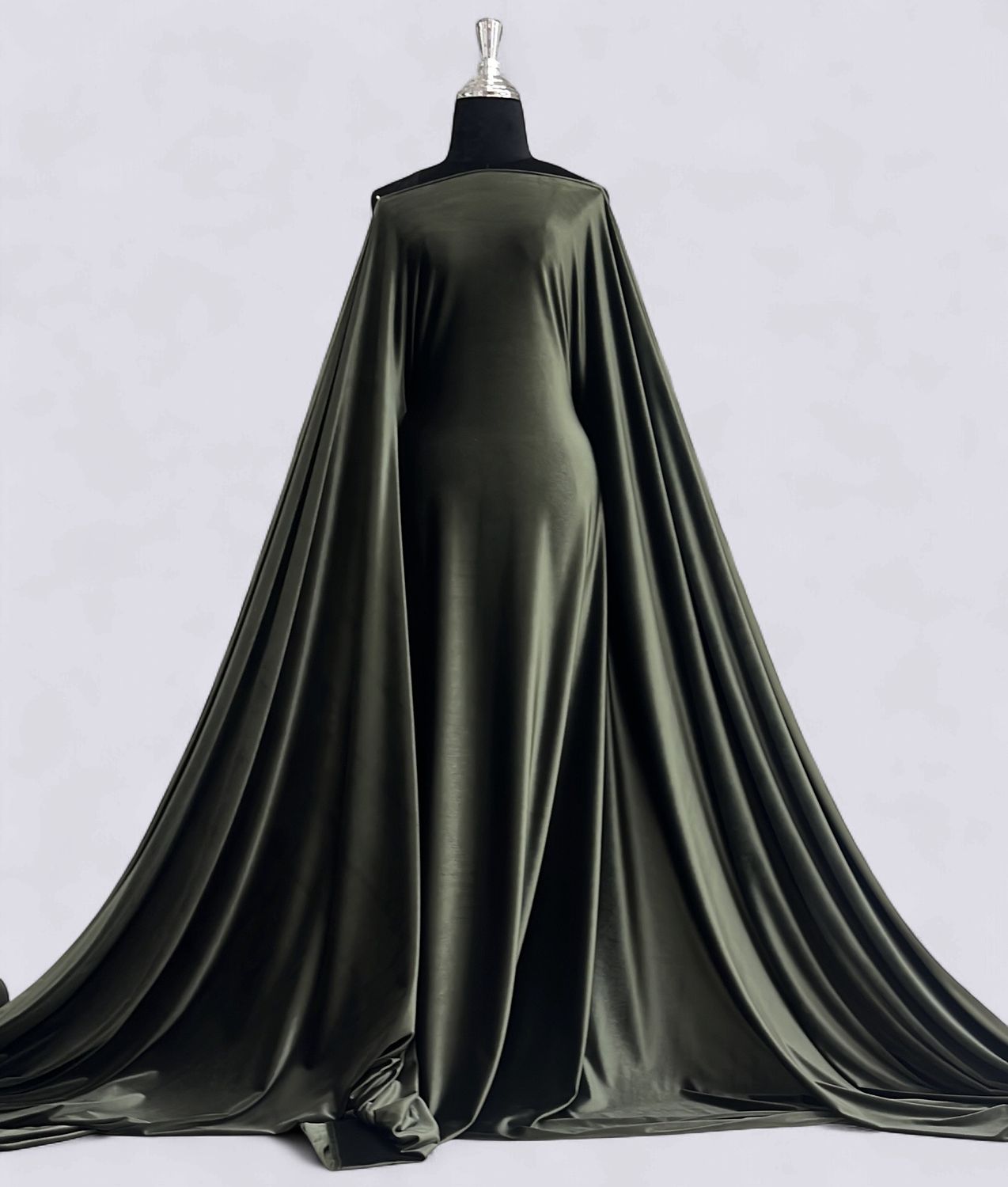 STRETCH VELVET Evening Gown-per m-150-09-OLIVE