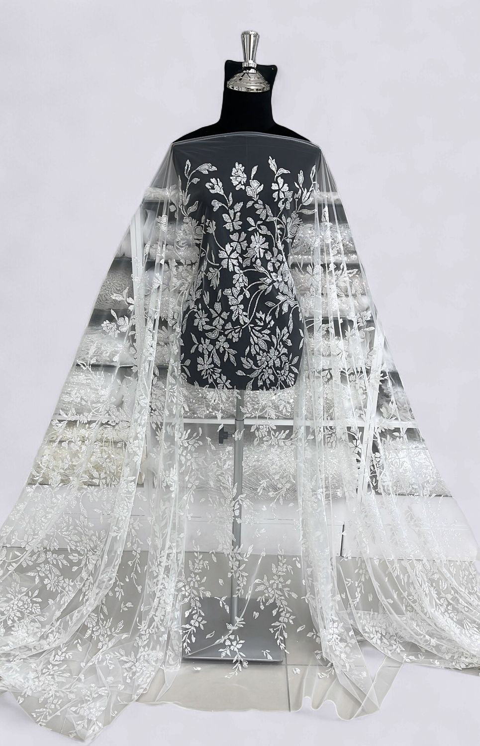 TULLE SUGAR Bridal Fabric-per m-150-01-SILK WHITE