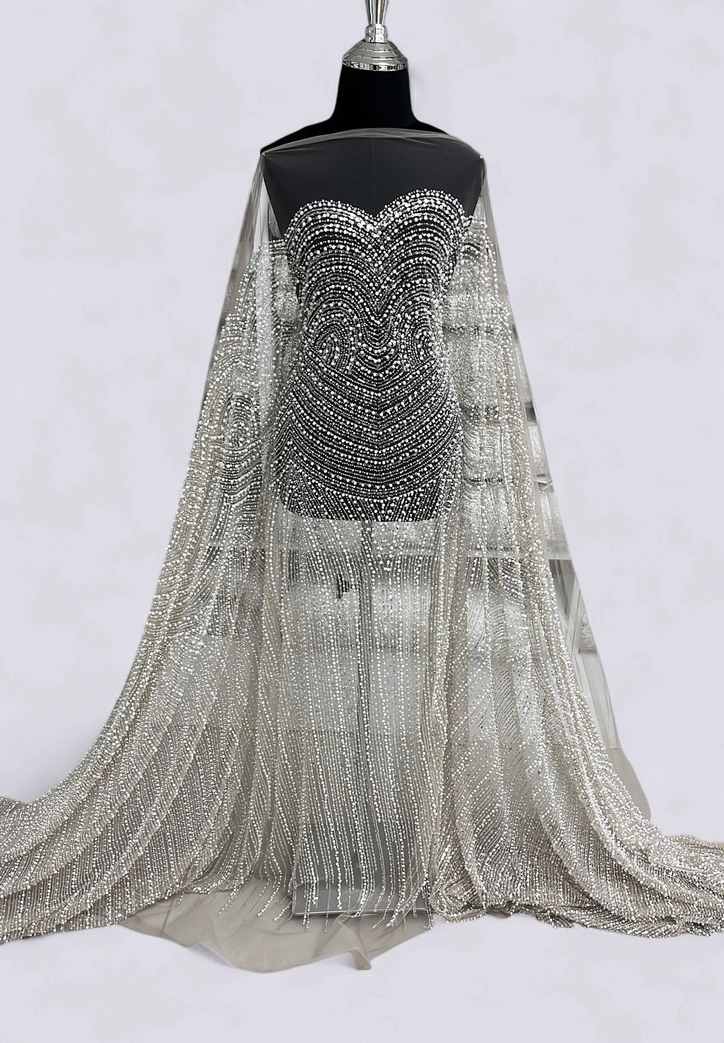 TULLE EMB PEARLS Evening Gown-per m-150-03-CHAMPAGNE TULLE EMB PEARLS Evening Gown-per m-150-03-CHAMPAGNE