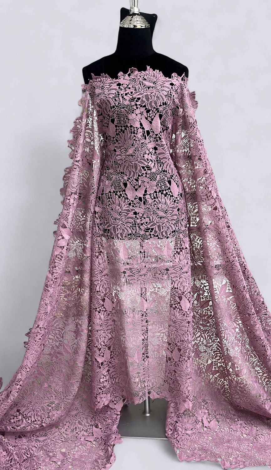 CHEMICAL LACE Evening Gown-per m-150-06-MAUVE