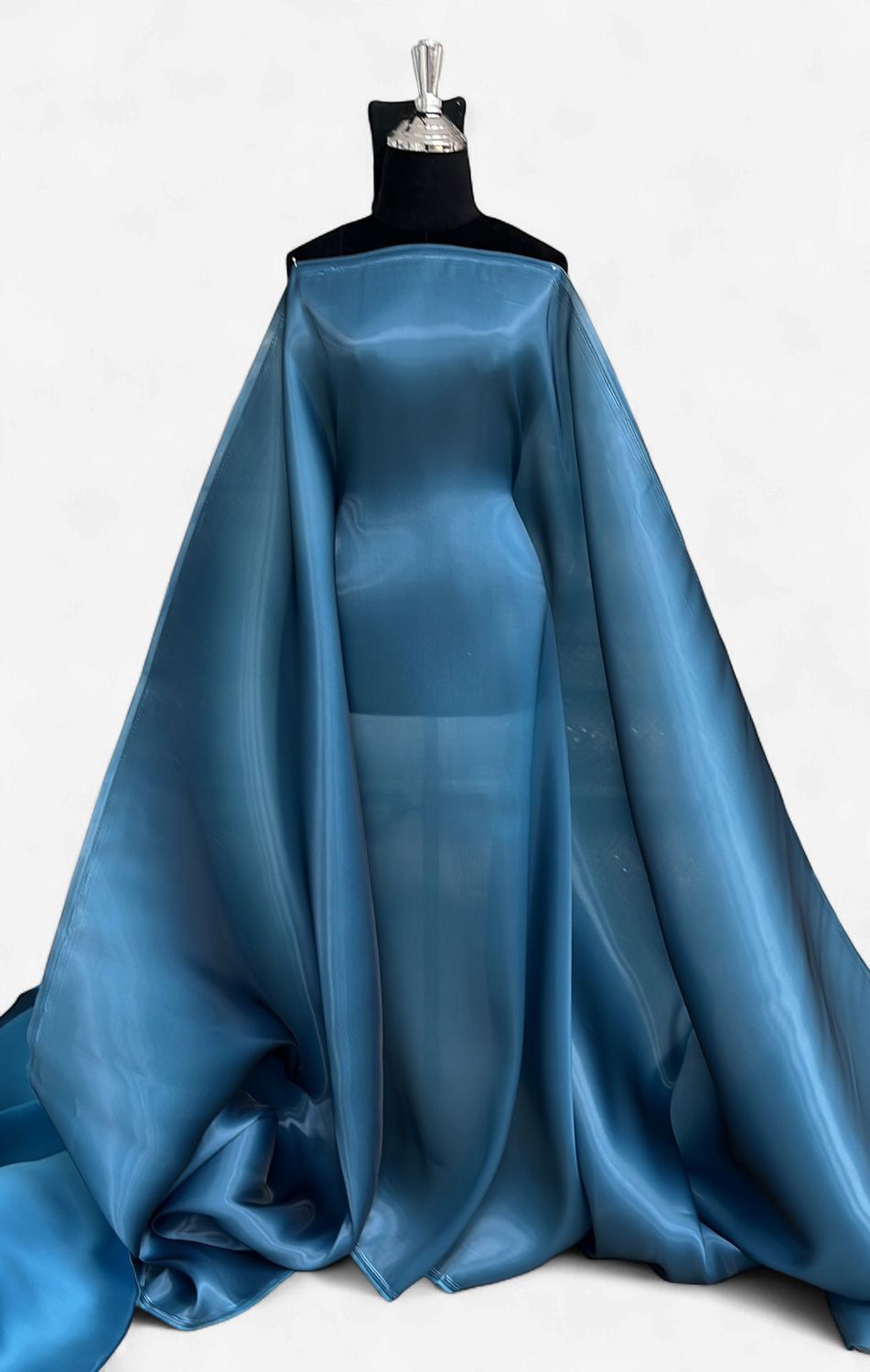 Dress Fabric SATIN SHOT ORGANZA Evening Gown-per m-150-07-TEAL