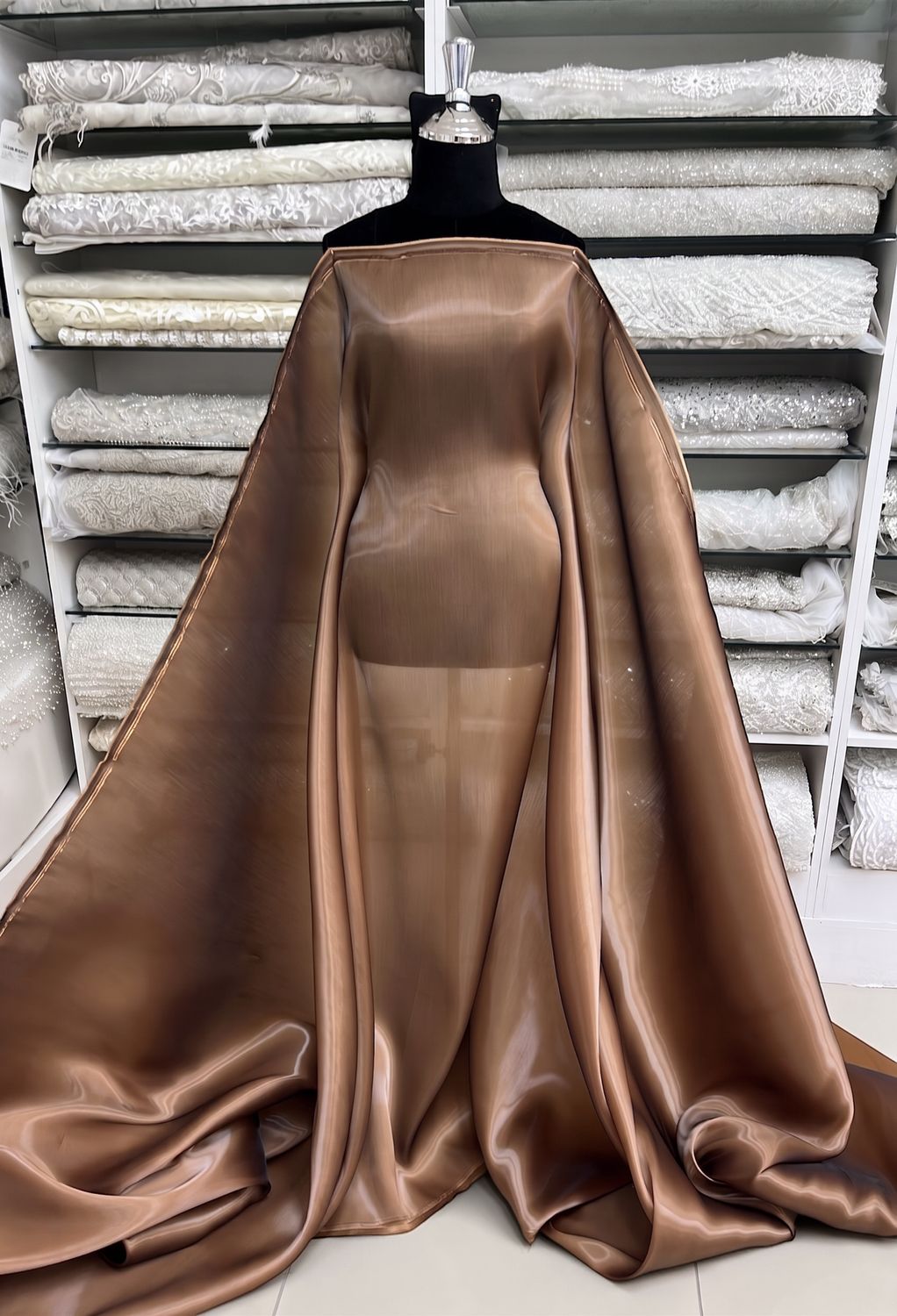 Dress Fabric SATIN SHOT ORGANZA Evening Gown-per m-150-08-COPPER