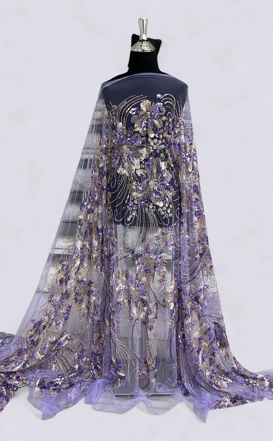 TULLE EMB BEADED Evening Gown-per m-150-03-LAVENDER