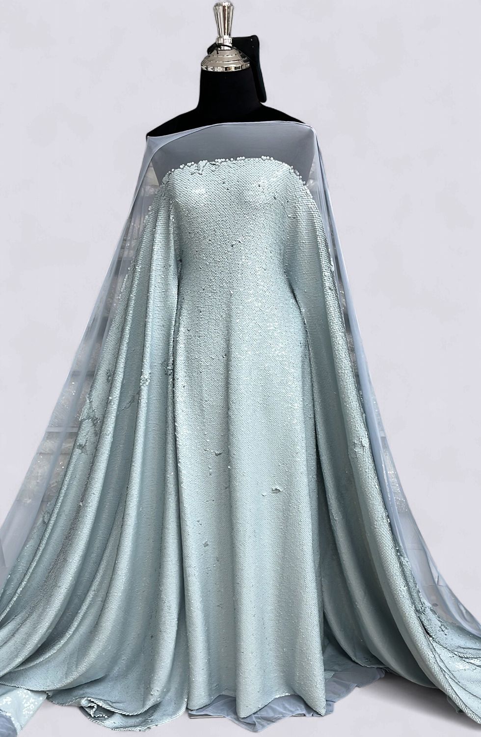 MESH SEQUINS Evening Gown-per m-150-05-DOVE GREY