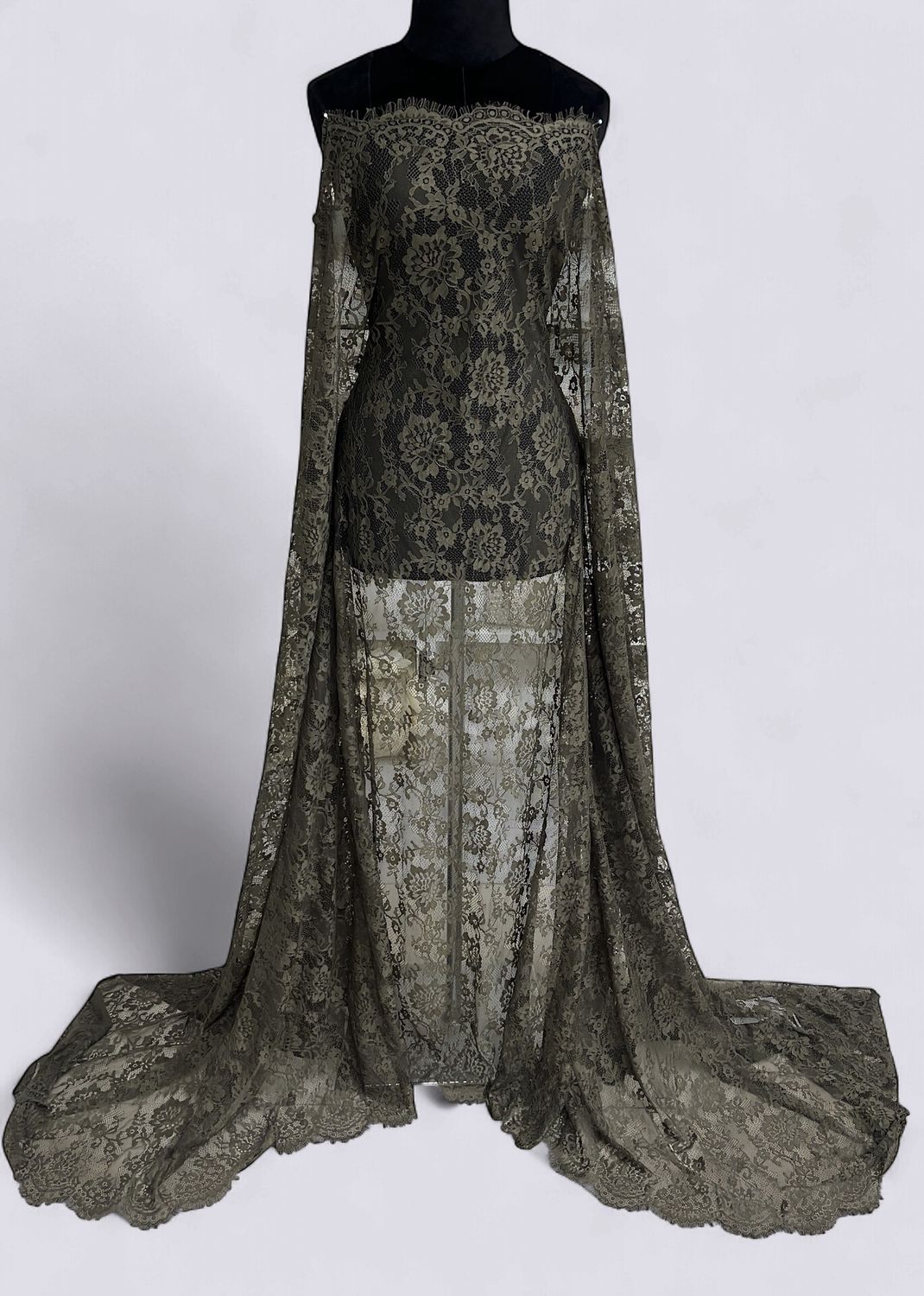 CHANTILLY LACE Evening Gown-per m-150-08-CHOCOLATE