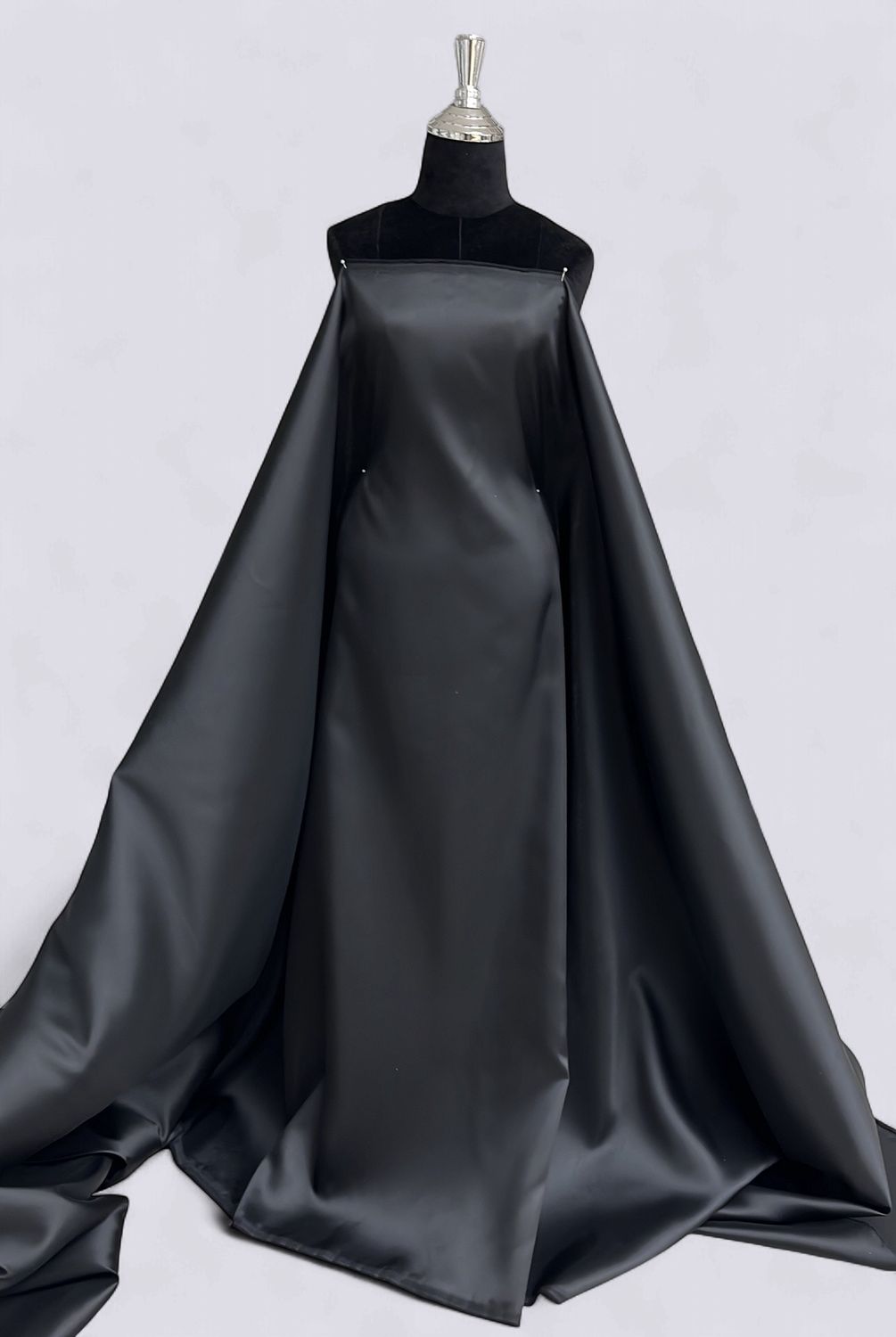 Dress Fabric SATIN MIKADO Heavy Evening Gown-per m-150-05-BLACK