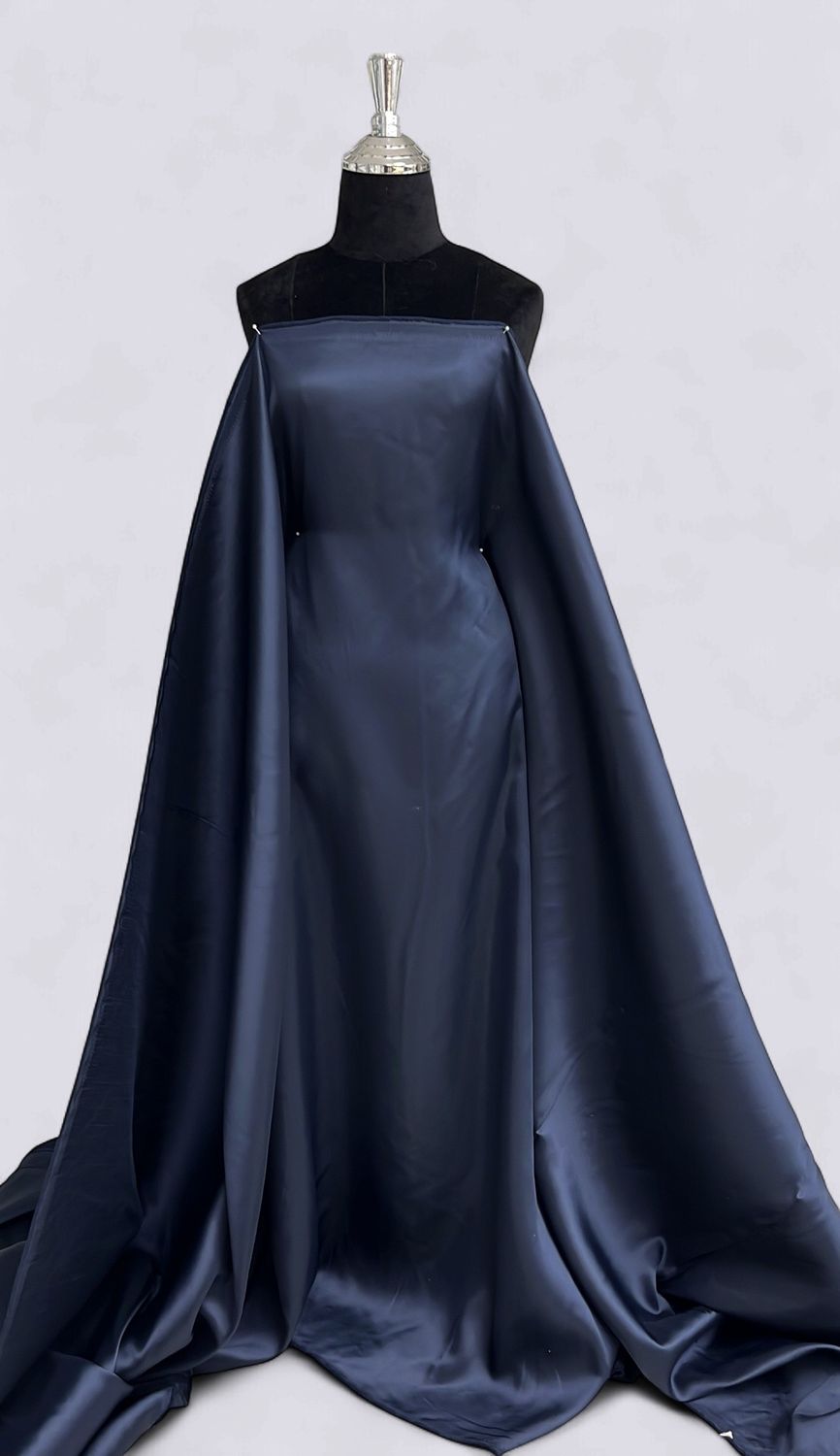 Dress Fabric SATIN MIKADO Heavy Evening Gown-per m-150-29-NAVY