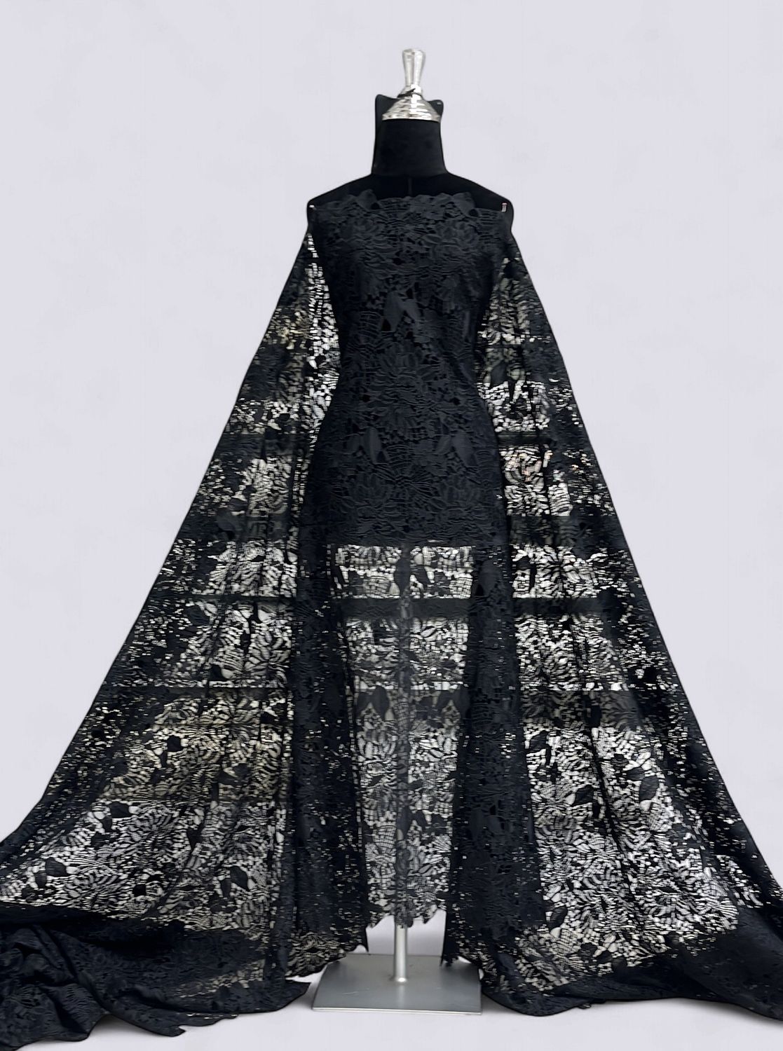 CHEMICAL LACE Evening Gown-per m-150-07-BLACK