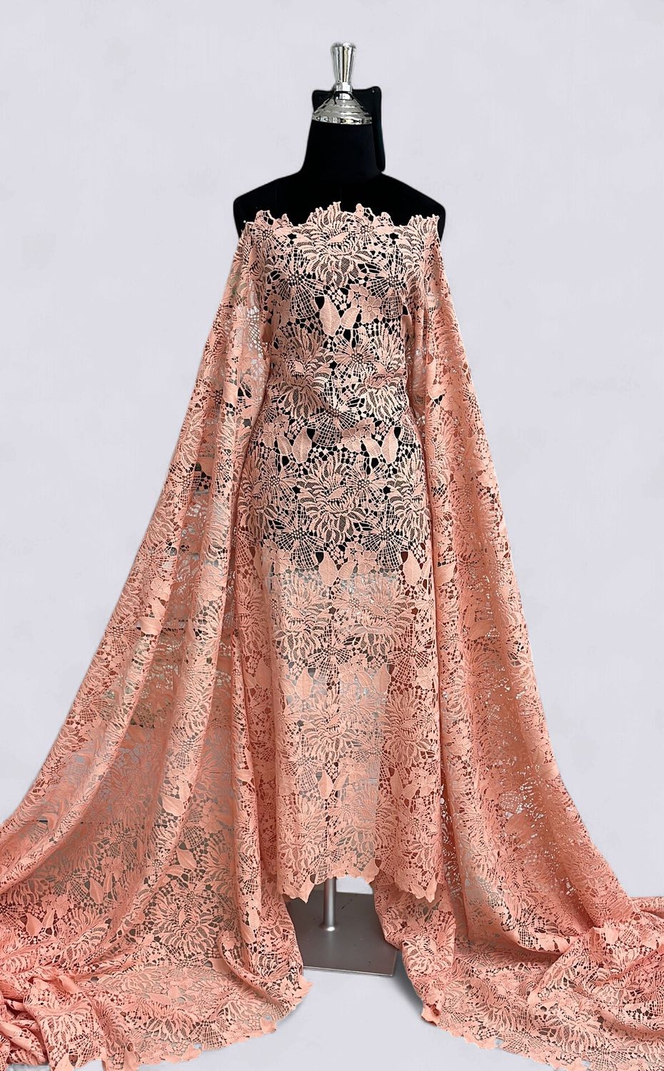 CHEMICAL LACE Evening Gown-per m-150-09-SALMON