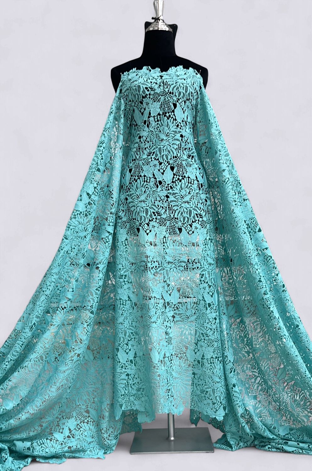 CHEMICAL LACE Evening Gown-per m-150-08-AQUA
