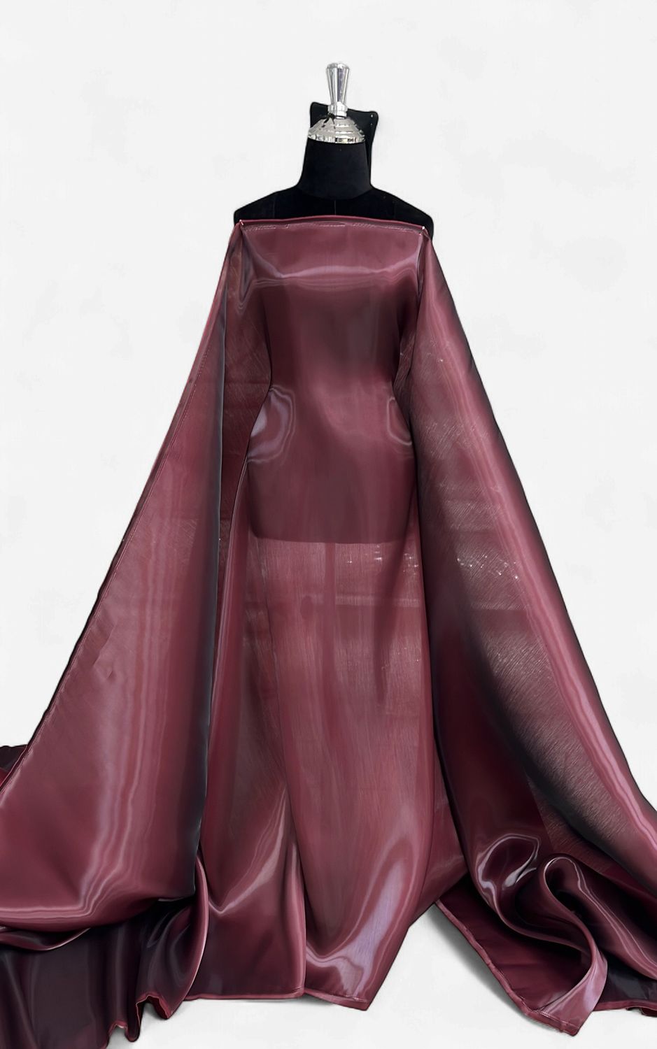 Dress Fabric SATIN SHOT ORGANZA Evening Gown-per m-150-04-BURGUNDY