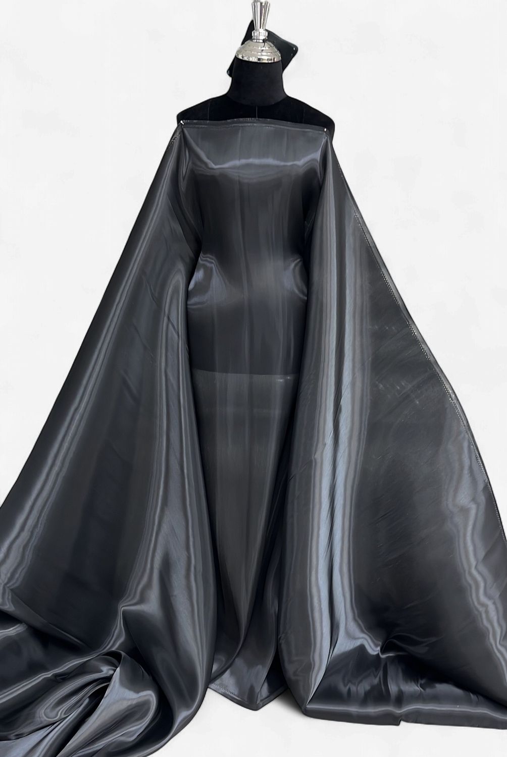 Dress Fabric SATIN SHOT ORGANZA Evening Gown-per m-150-06-BLACK