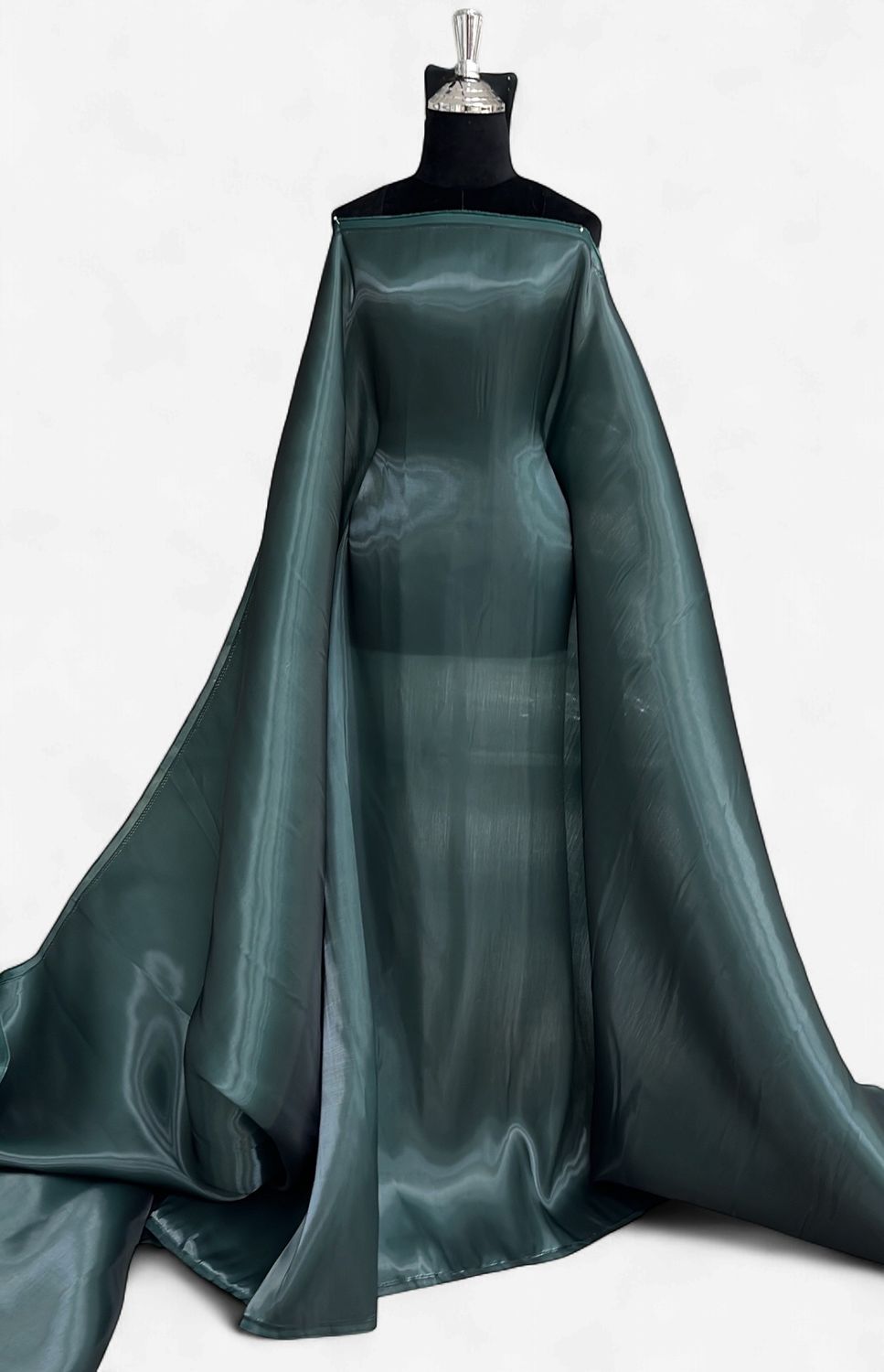 Dress Fabric SATIN SHOT ORGANZA Evening Gown-per m-150-05-BOTTLE GREEN