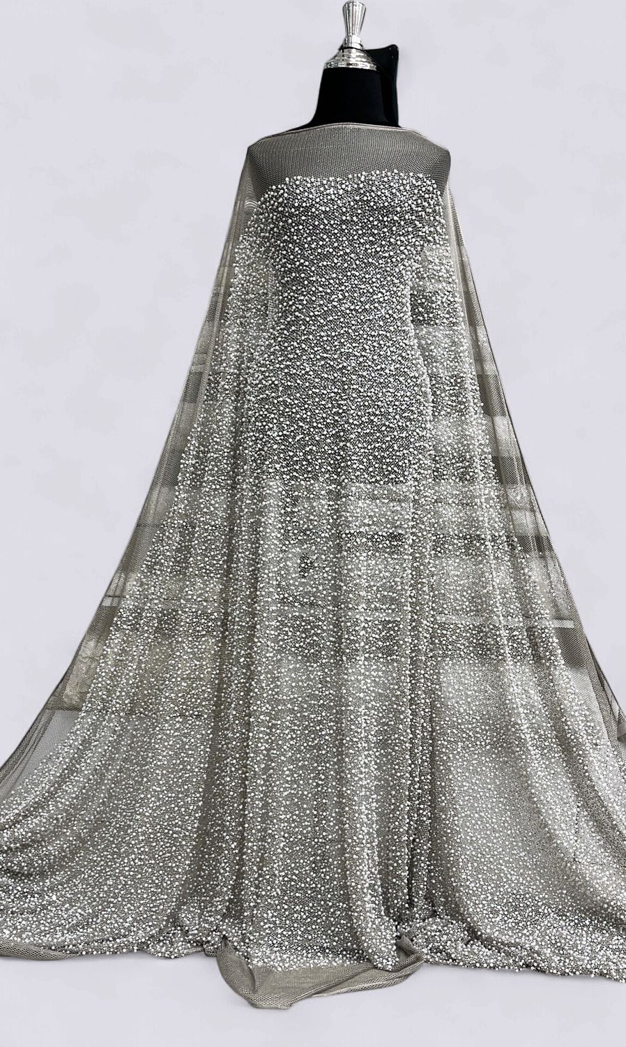 FISHNET PEARLS Evening Gown-per m-150-06-TAUPE