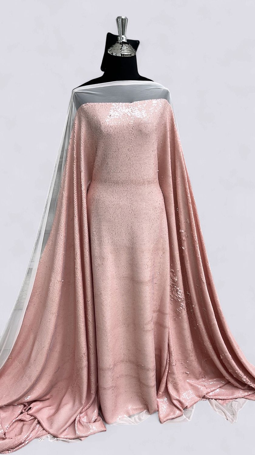 MESH SEQUINS Evening Gown-per m-150-06-PINK