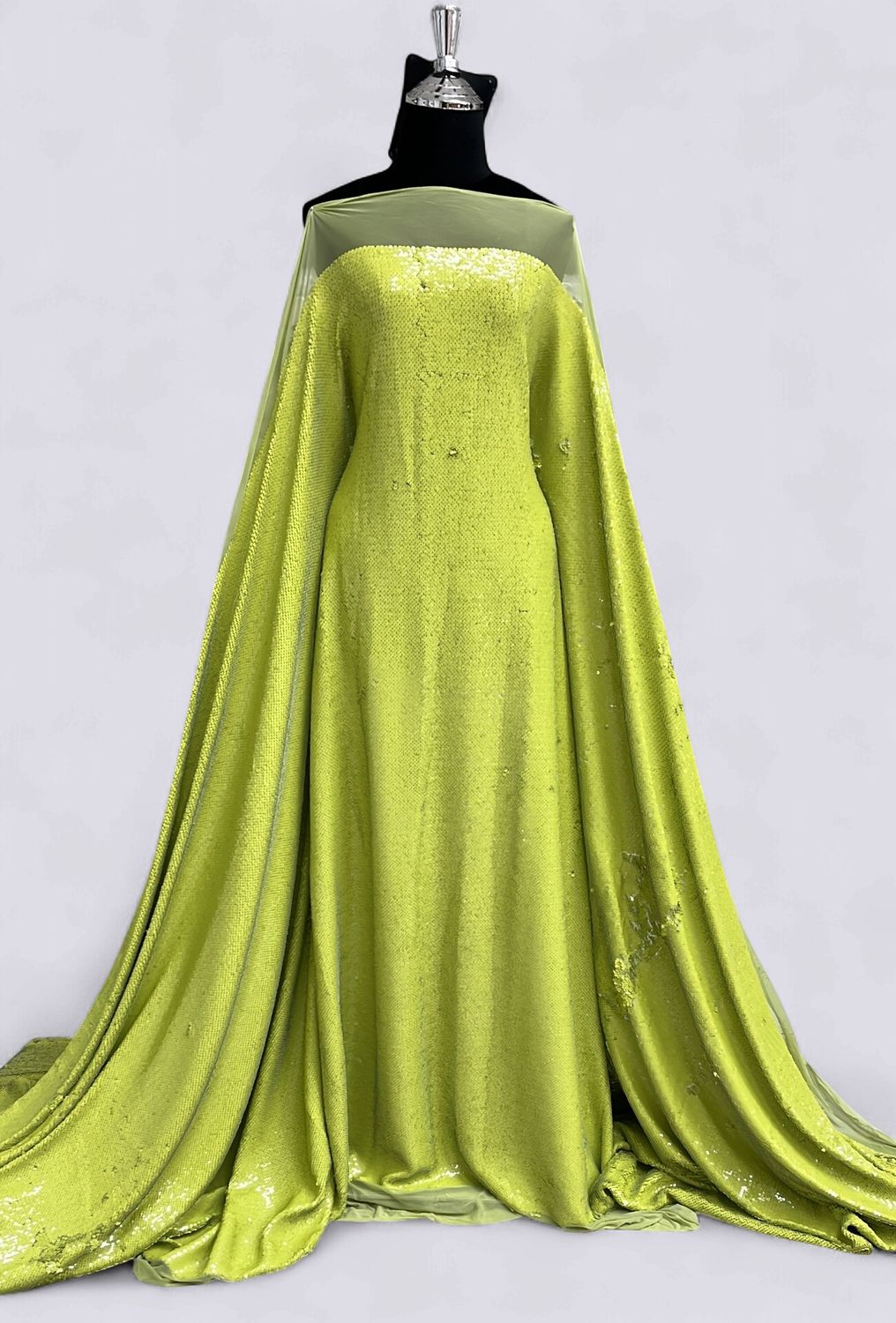 MESH SEQUINS Evening Gown-per m-150-07-LIME