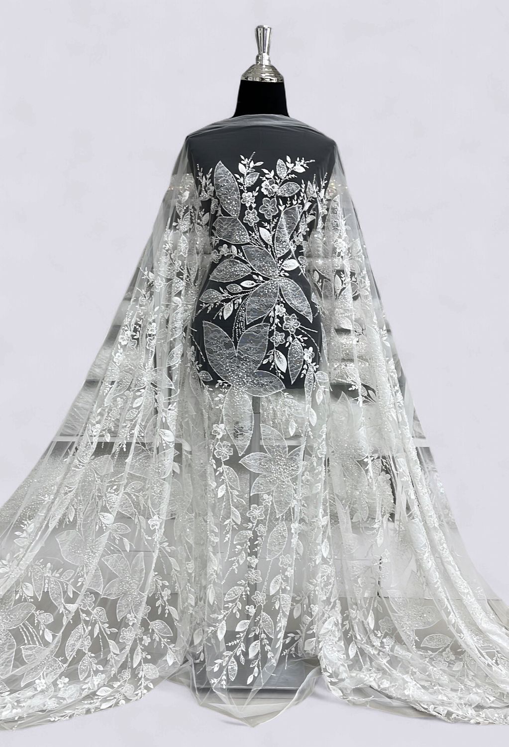 TULLE EMB BEADED Evening Gown-per m-150-02-WHITE