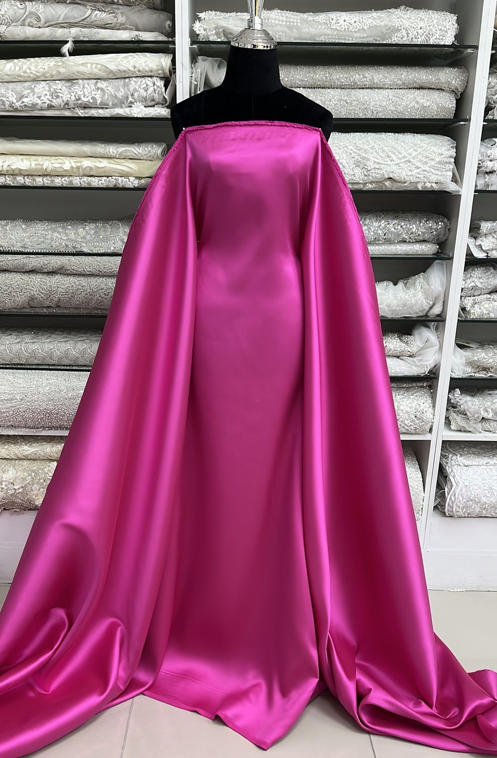 Dress Fabric SATIN MIKADO Heavy Evening Gown-per m-150-33-CERISE