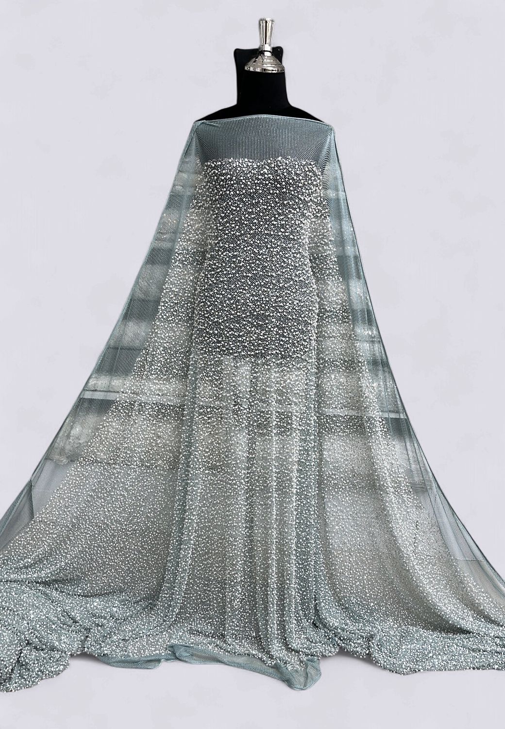 FISHNET PEARLS Evening Gown-per m-150-03-TIFFANY BLUE