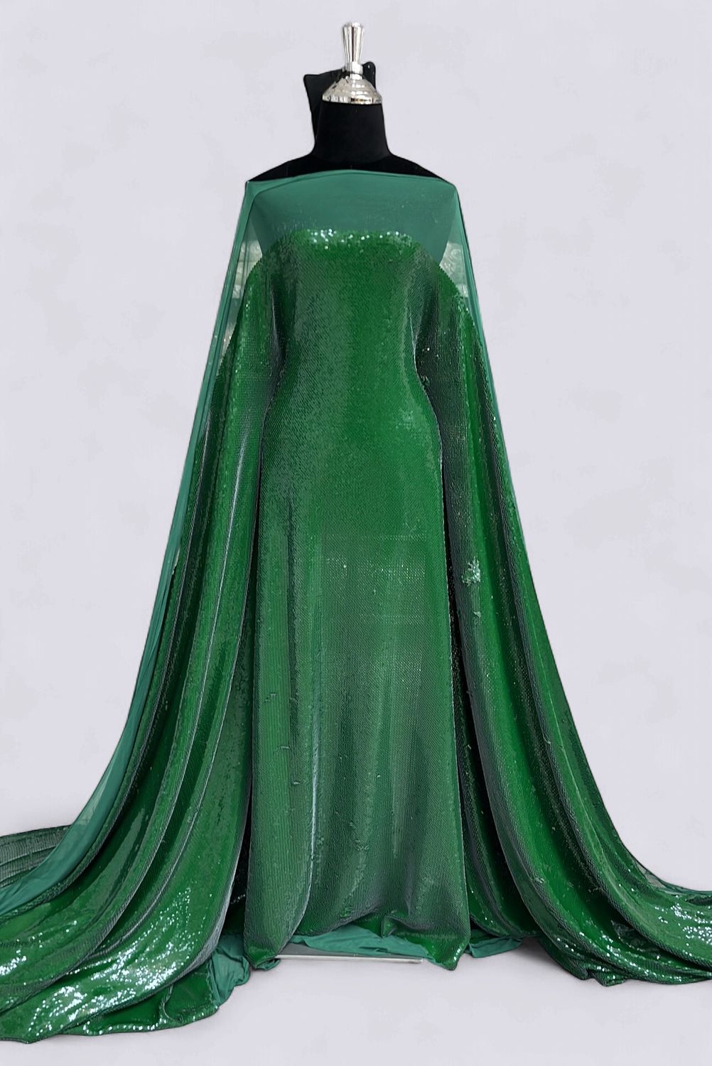 MESH SEQUINS Evening Gown-per m-150-13-EMERALD