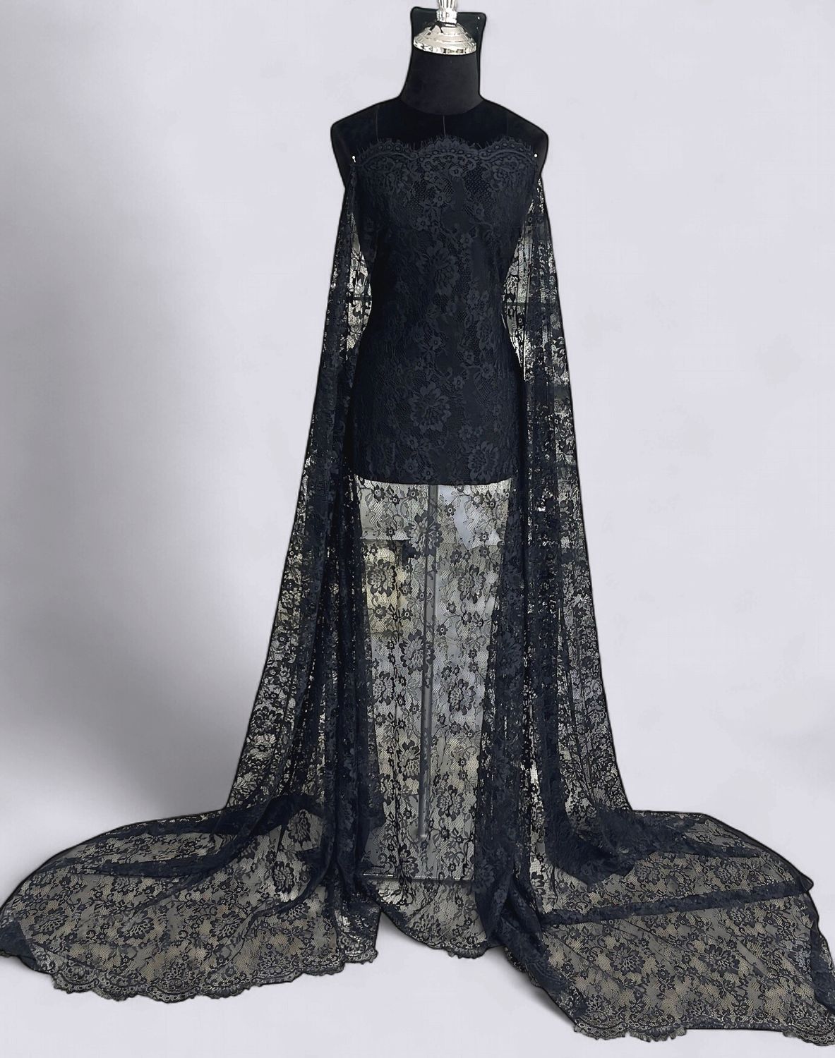 CHANTILLY LACE Evening Gown-per m-150-10-BLACK