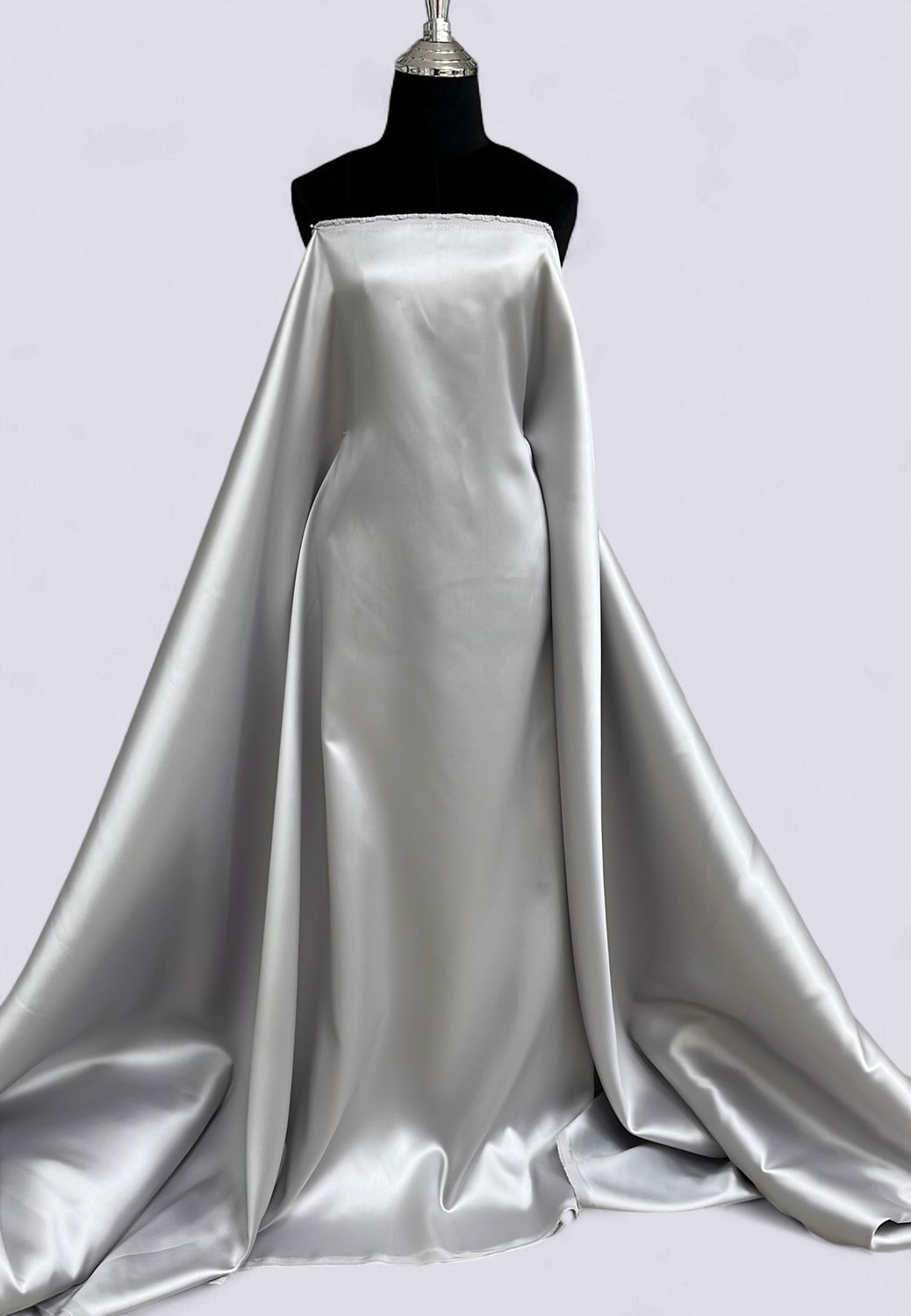 Dress Fabric SATIN MIKADO Heavy Evening Gown-per m-150-23-SILVER
