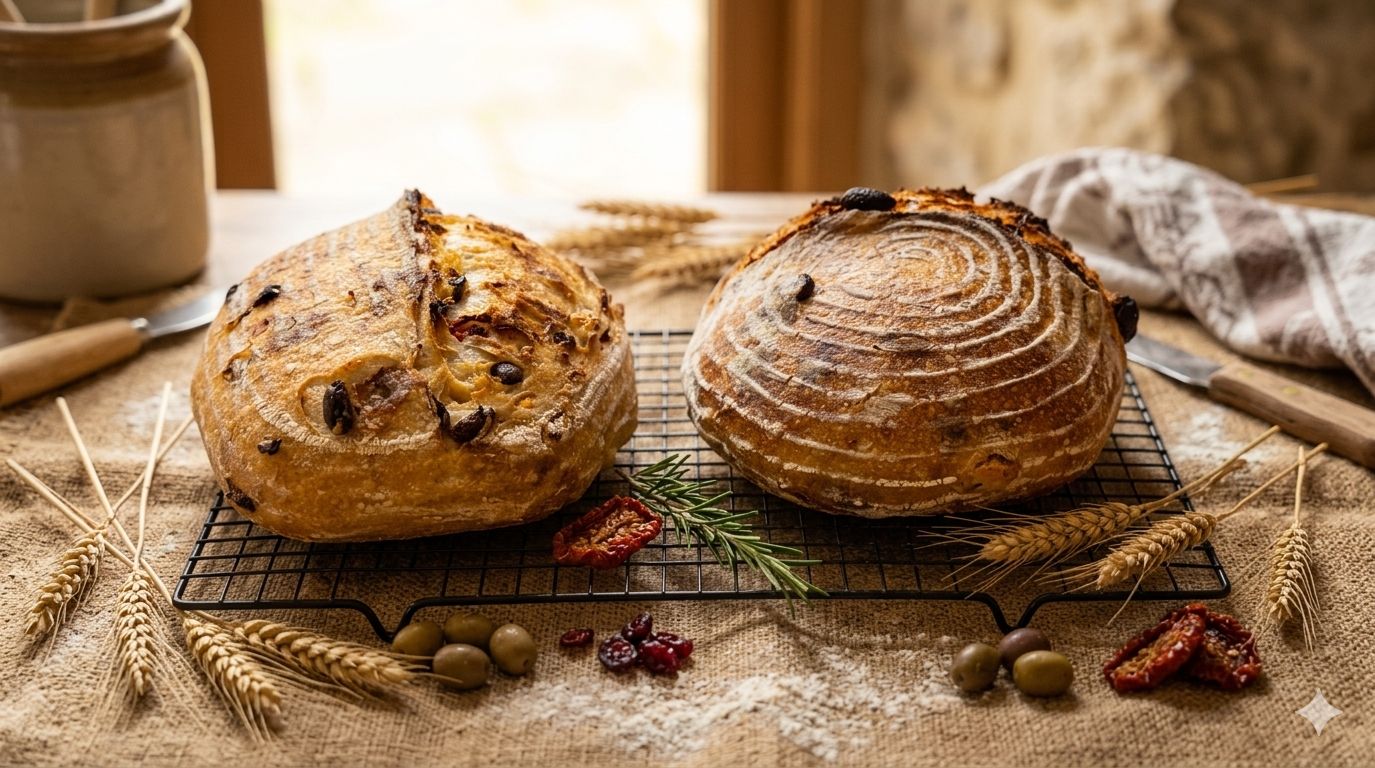 SOURDOUGH Bâtard. WITH INCLUSIONS. Real Artisan Bread. (Frozen &amp; Sliced). Gluten broken Down. Digested Slower. Feel fuller for longer. TIP: Freezing &amp; Toasting boosts Gut Health. ONLY: FLOUR, WATER, S