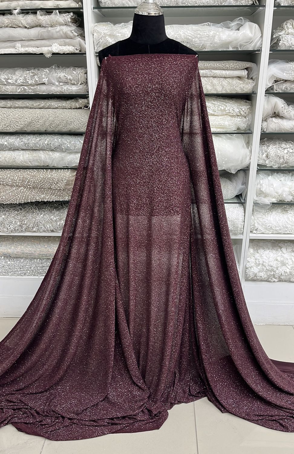 Textured ANIMAL with FOIL-(per m)-150-03-BURGANDY SILVER