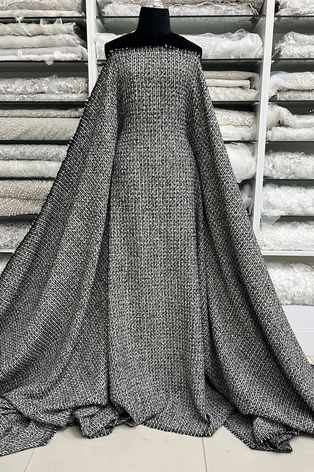 T/C TWEED - Tetoron / Cotton-(per m)-150-23-BLACK GOLD