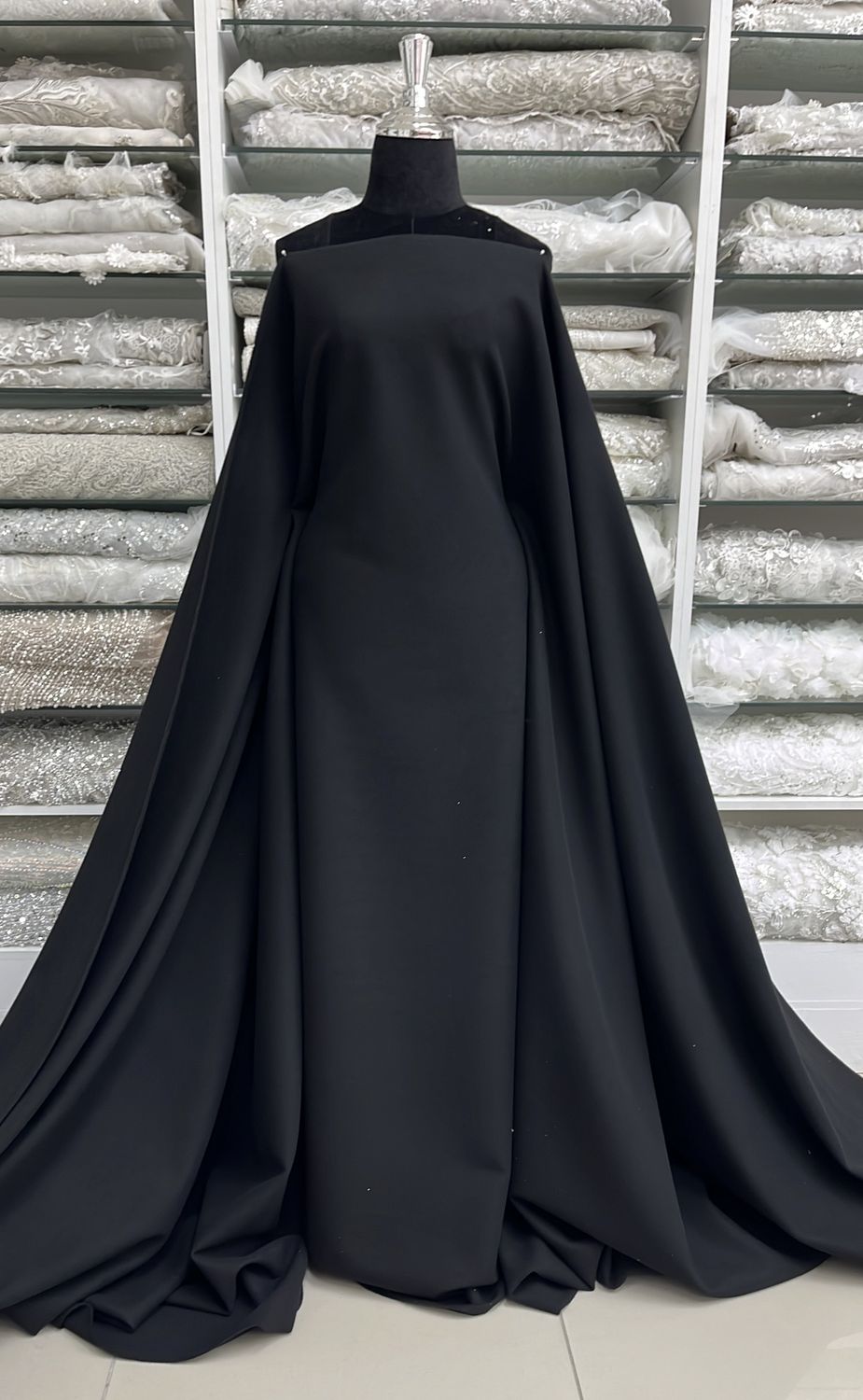 Stretched Brushed MELTON-(per m)-150-01-BLACK