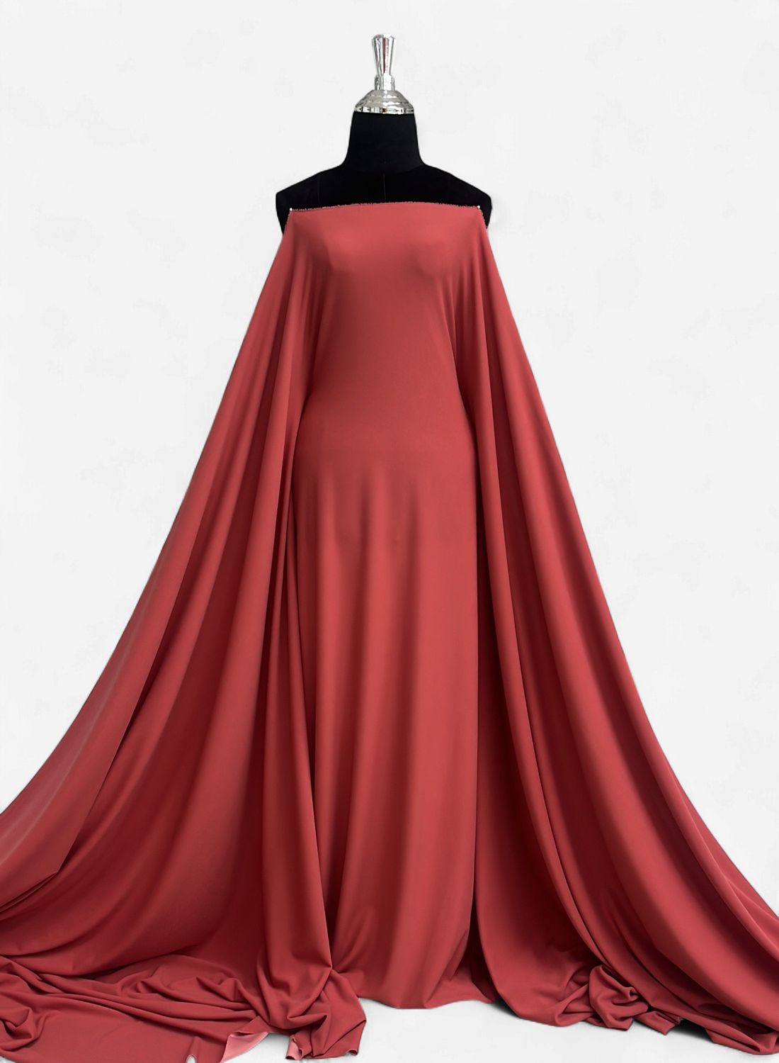 SCUBA CREPE-(per m)-150-60-CORAL-A double-knit fabric with a smooth, spongy interior and a textured crepe exterior.