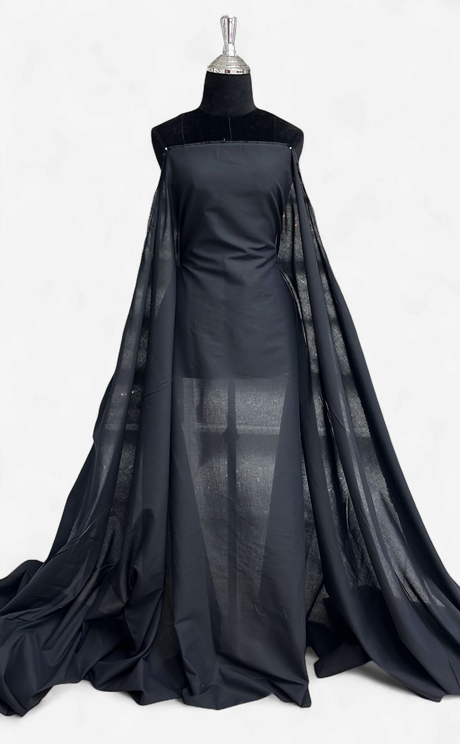 COTTON VOILE -(per m)-150-25-BLACK-A very lightweight, breathable, semi-sheer plain-woven cotton fabric.