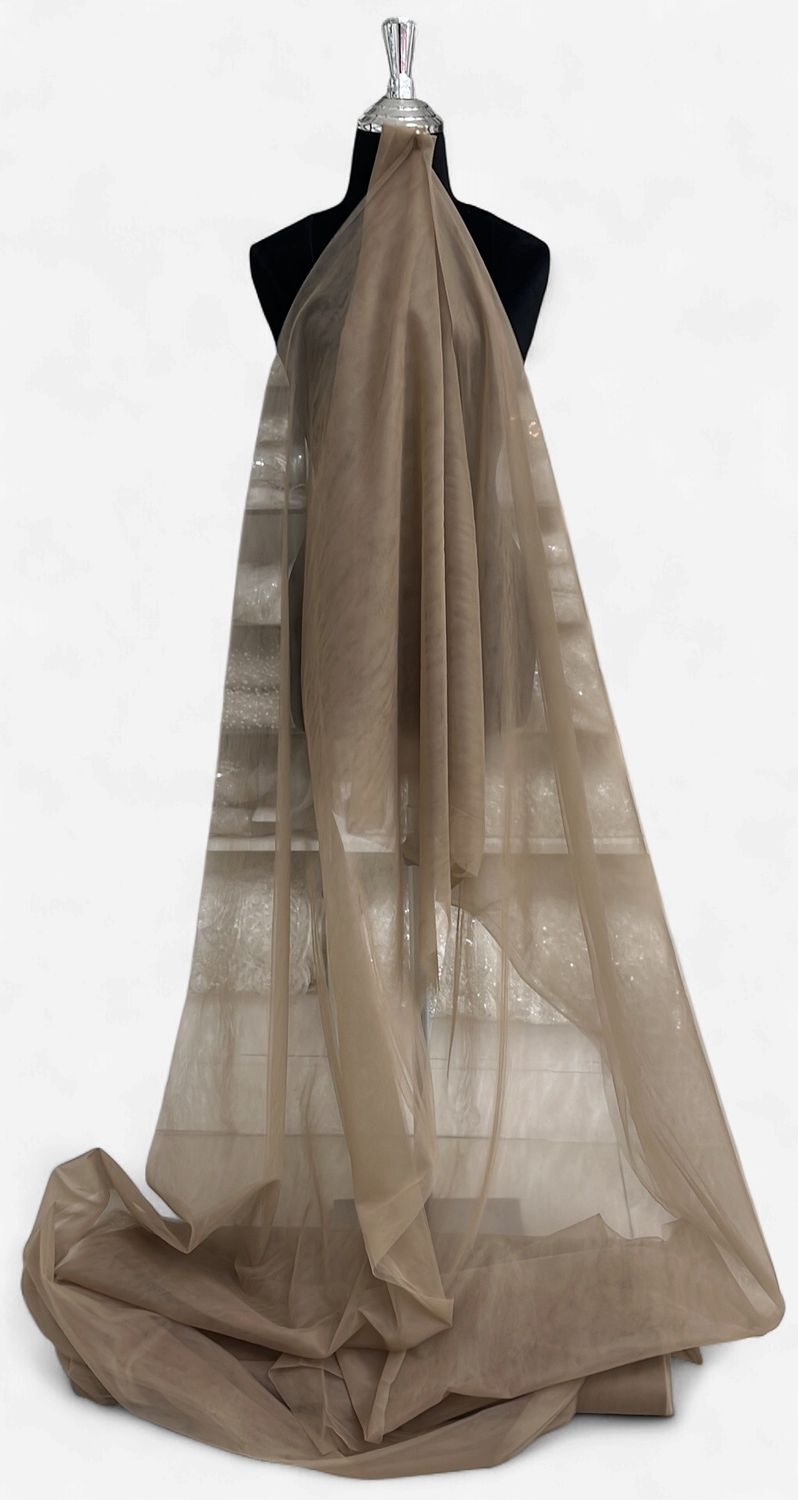 300CM SUPERFINE MESH -(per m)-300-145-TAUPE-A sheer, micro-hole netting with a soft hand-feel, usually made of nylon for extra stretch/softness.