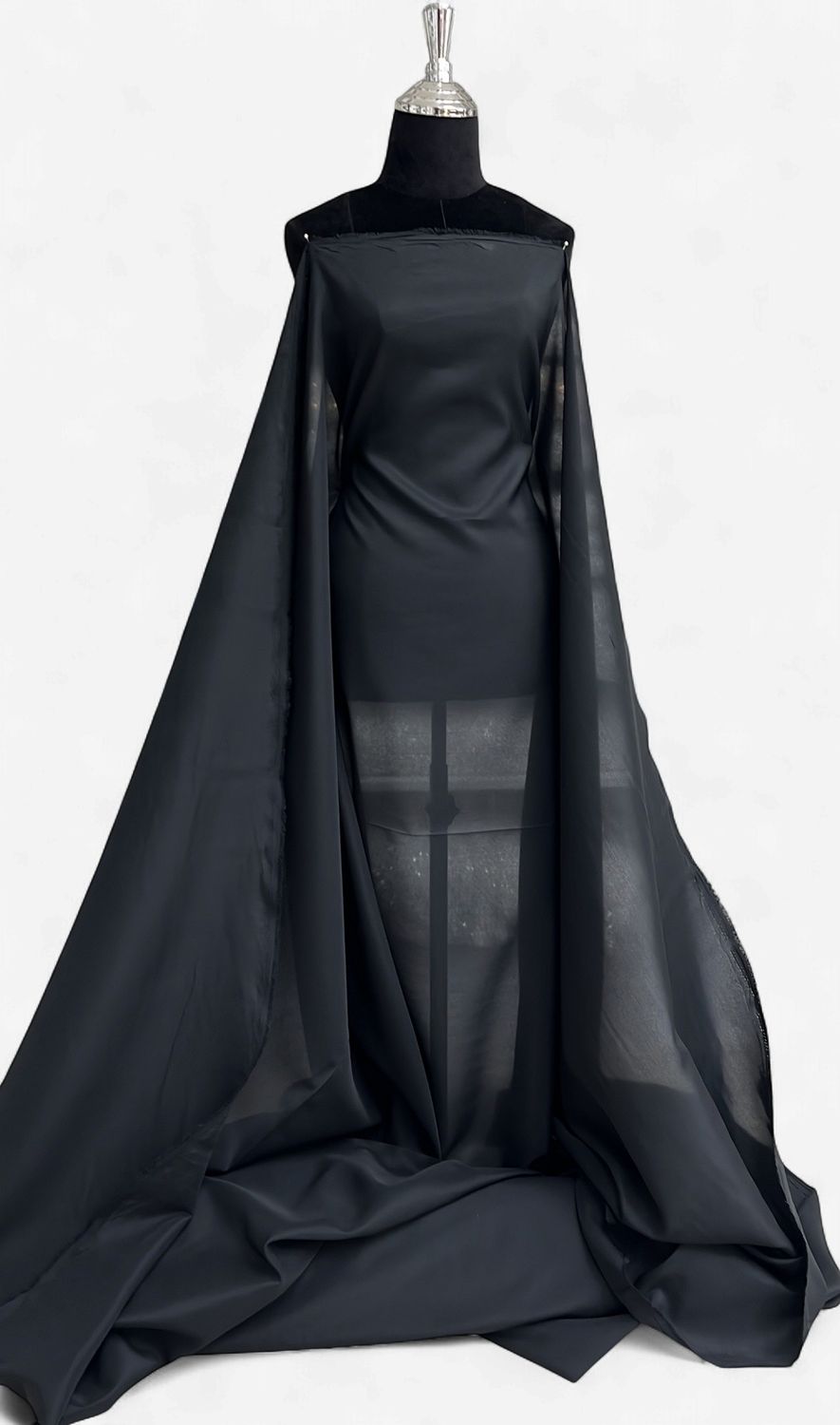 PONGEE LINING -(per m)-150-99-BLACK-A lightweight, tightly woven, smooth fabric specifically used for lining garments.