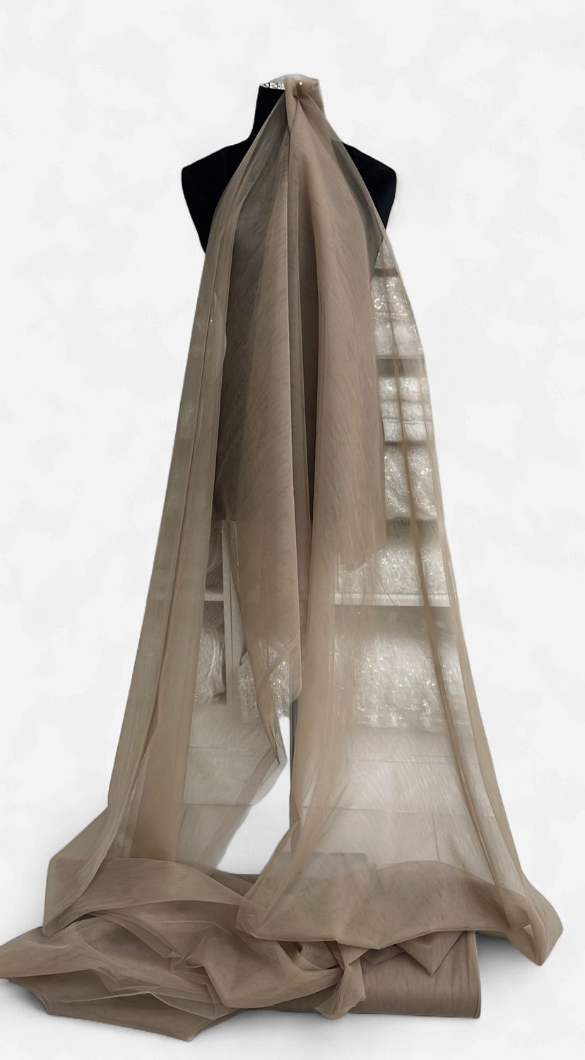 300CM SUPERFINE MESH -(per m)-300-215-COFFEE-A sheer, micro-hole netting with a soft hand-feel, usually made of nylon for extra stretch/softness.