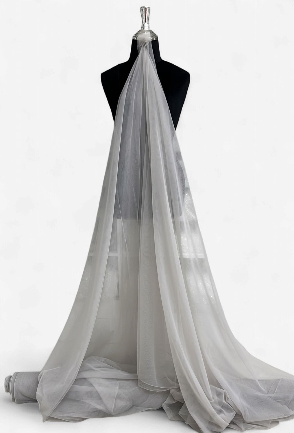 SUPERFINE MESH 280CM -(per m)-280-09-SMOKE GREY-A sheer, micro-hole netting with a soft hand-feel, usually made of nylon for extra stretch/softness.