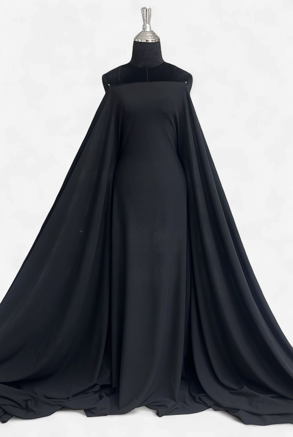 SCUBA CREPE -(per m)-150-44-BLACK-A double-knit fabric with a smooth, spongy interior and a textured crepe exterior.