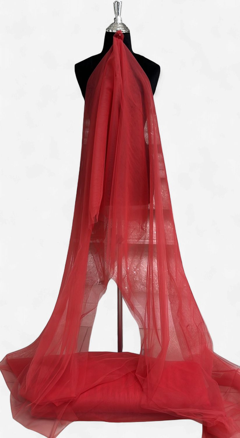 300CM SUPERFINE MESH -(per m)-300-104-ORANGE-A sheer, micro-hole netting with a soft hand-feel, usually made of nylon for extra stretch/softness.