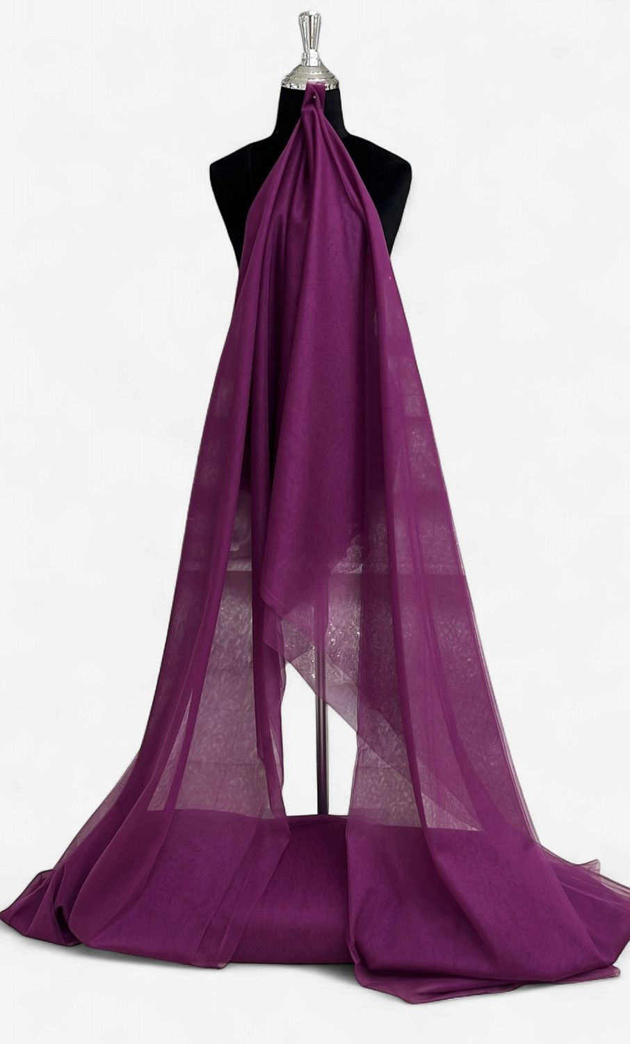 300CM LUX SPARKLE TULLE -(per m)-300-51-PLUM-A fine, lightweight netting fabric embellished with subtle glitter or metallic sparkle fibers.