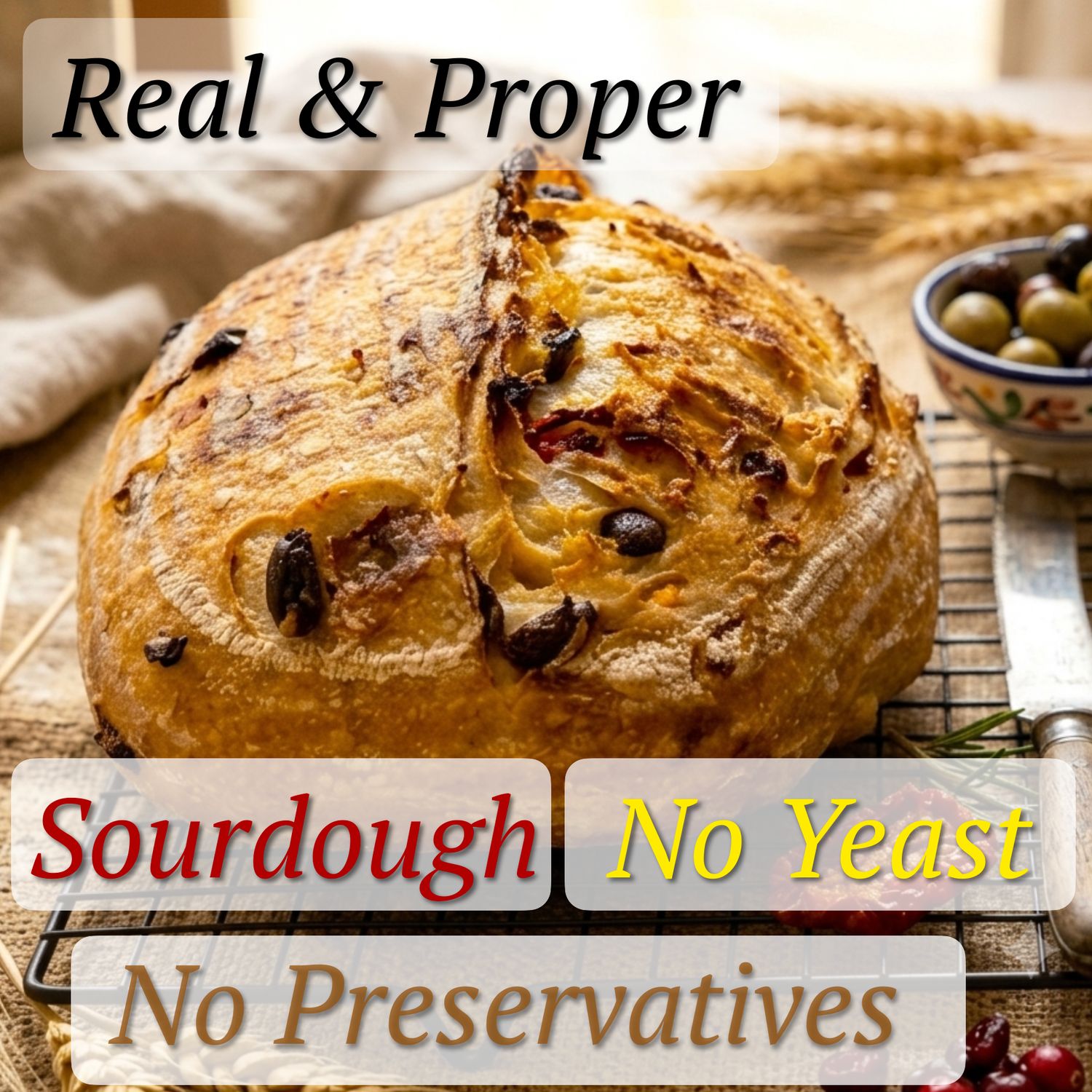 SOURDOUGH (Olives, Feta)  Sliced &amp; Frozen. Rich in resistant starch for longer satiety and weight management. Our natural fermentation lowers glycemic impact, slows digestion for steady energy, and ma
