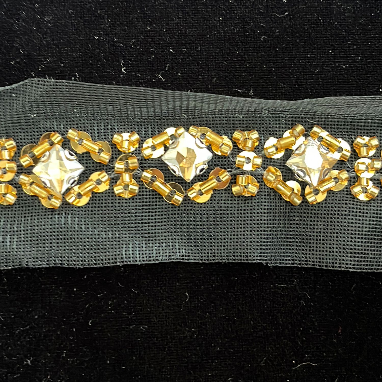 Braid with JewelStones/Beads /m--150-09-BLACK GOLD