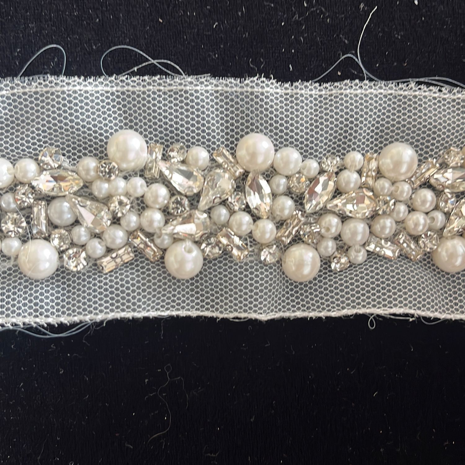 BRAID WITH JEWEL STONES-/m-07-WHITE SILVER PEARL